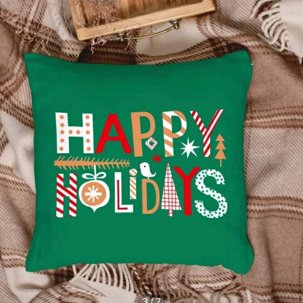 NIP Christmas Slogan Graphic Pillow Cover 17.7 By 17.7